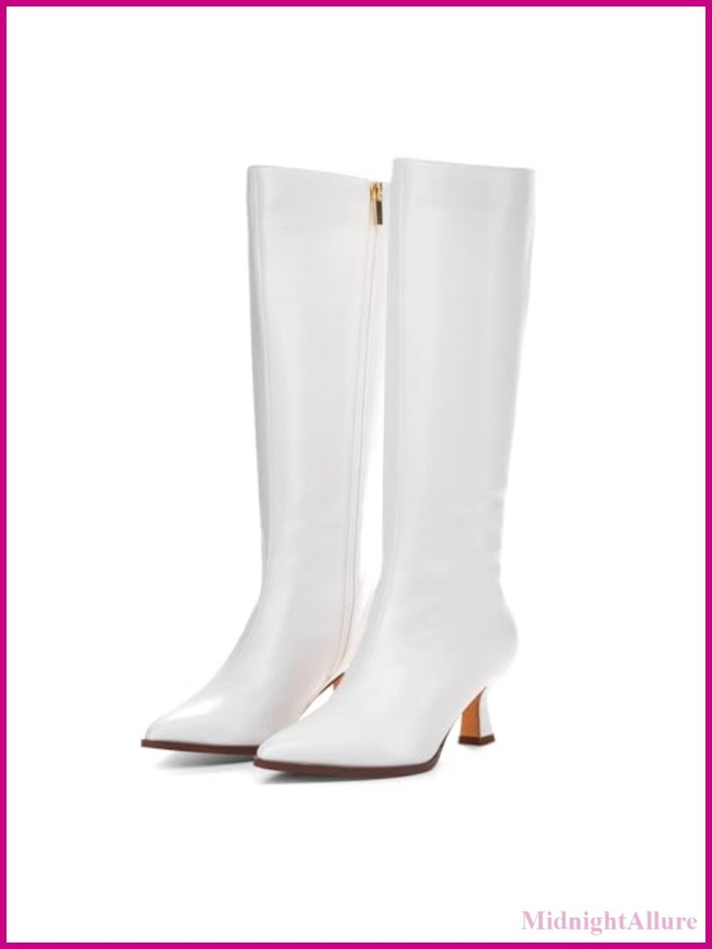 Knee High Boots Pointed Toe Kitten Heel Tall Boots with Side Zipper Winter